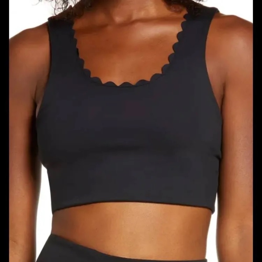 New Zella Black Scallop Sports Bra Small